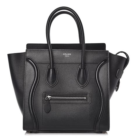 CELINE Drummed Calfskin Micro Luggage Black 